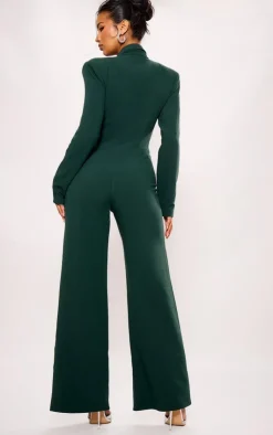 PrettyLittleThing Christmas Party Outfits*Mesh Panel Tailored Wide Leg Jumpsuit