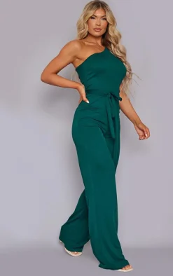 One Shoulder Tie Waist Jumpsuit-PrettyLittleThing Outlet