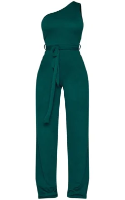 One Shoulder Tie Waist Jumpsuit-PrettyLittleThing Outlet