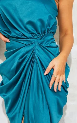 Satin One Shoulder Draped Midi Dress-PrettyLittleThing Hot