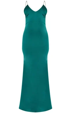 Satin V Neck Maxi Dress-PrettyLittleThing Sale