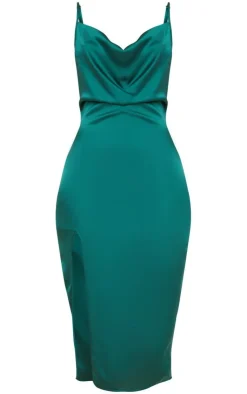Strappy Satin Cowl Midi Dress-PrettyLittleThing Online