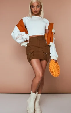 Espresso Cargo Pocket Detail Micro Mini Skirt