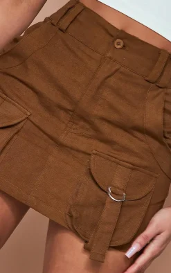 Espresso Cargo Pocket Detail Micro Mini Skirt