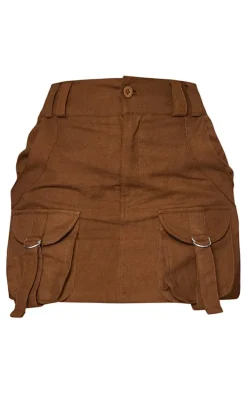 Espresso Cargo Pocket Detail Micro Mini Skirt