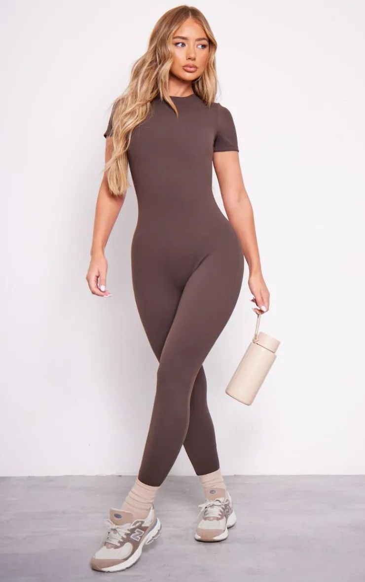 PrettyLittleThing Gym Wear*Sculpt Short Sleeved Unitard