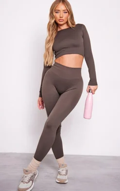 PrettyLittleThing Workout Tops*Seamless Long Sleeve Cropped Gym Top