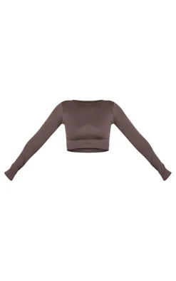 PrettyLittleThing Workout Tops*Seamless Long Sleeve Cropped Gym Top