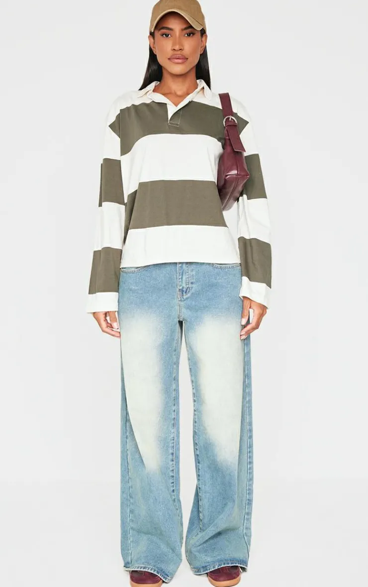 PrettyLittleThing T-Shirts*Long Sleeve Collard Striped Top