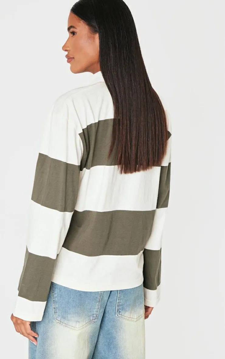 PrettyLittleThing T-Shirts*Long Sleeve Collard Striped Top