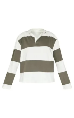 PrettyLittleThing T-Shirts*Long Sleeve Collard Striped Top