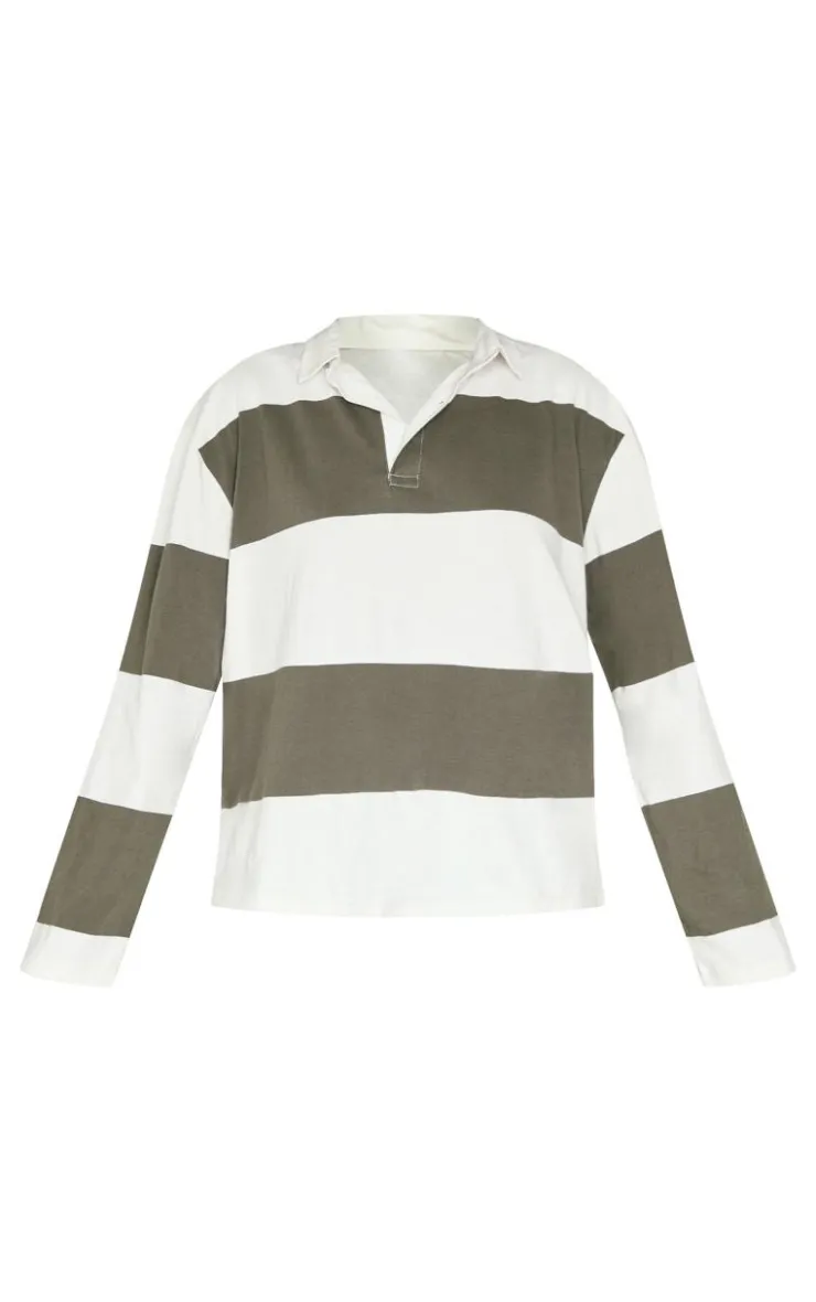 PrettyLittleThing T-Shirts*Long Sleeve Collard Striped Top