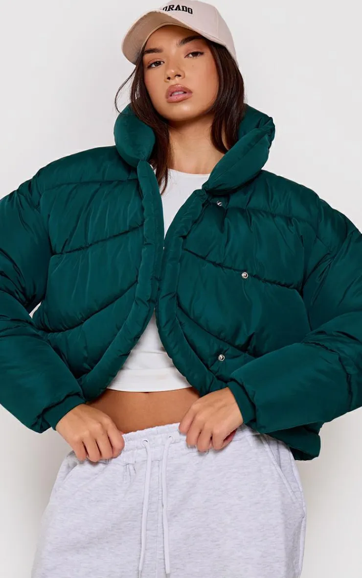 PrettyLittleThing Puffer Jackets*Quilted Asymmetric High Neck Puffer Jacket