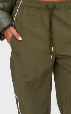 Forest Green Shell Side Stripe Track Pants