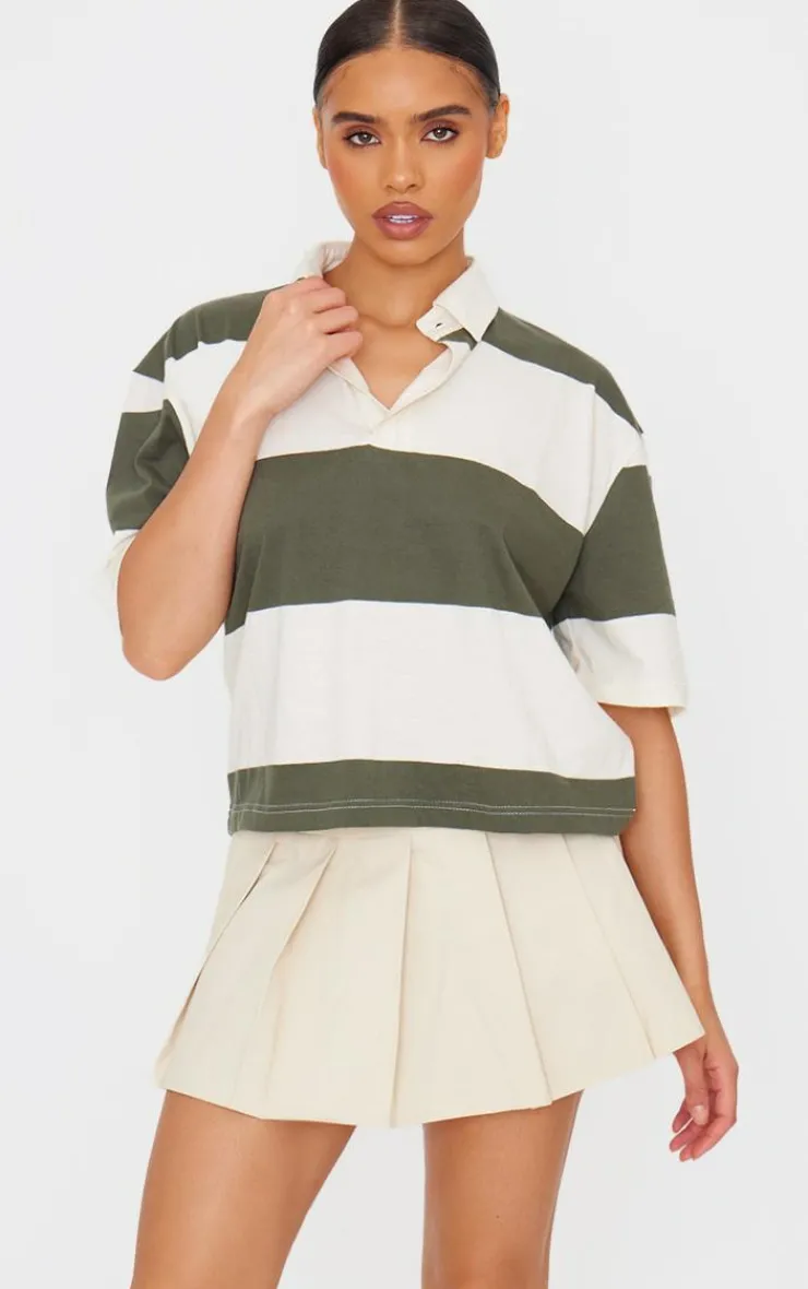 PrettyLittleThing T-Shirts*Striped Collard T Shirt