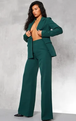 Outlet PrettyLittleThing Woven High Waisted Tailored Wide Leg Pants Forest Green
