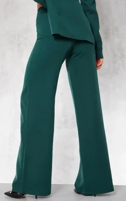 Outlet PrettyLittleThing Woven High Waisted Tailored Wide Leg Pants Forest Green