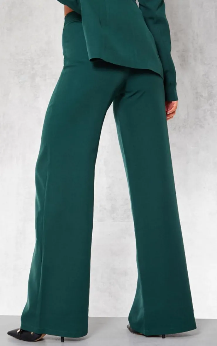 Outlet PrettyLittleThing Woven High Waisted Tailored Wide Leg Pants Forest Green