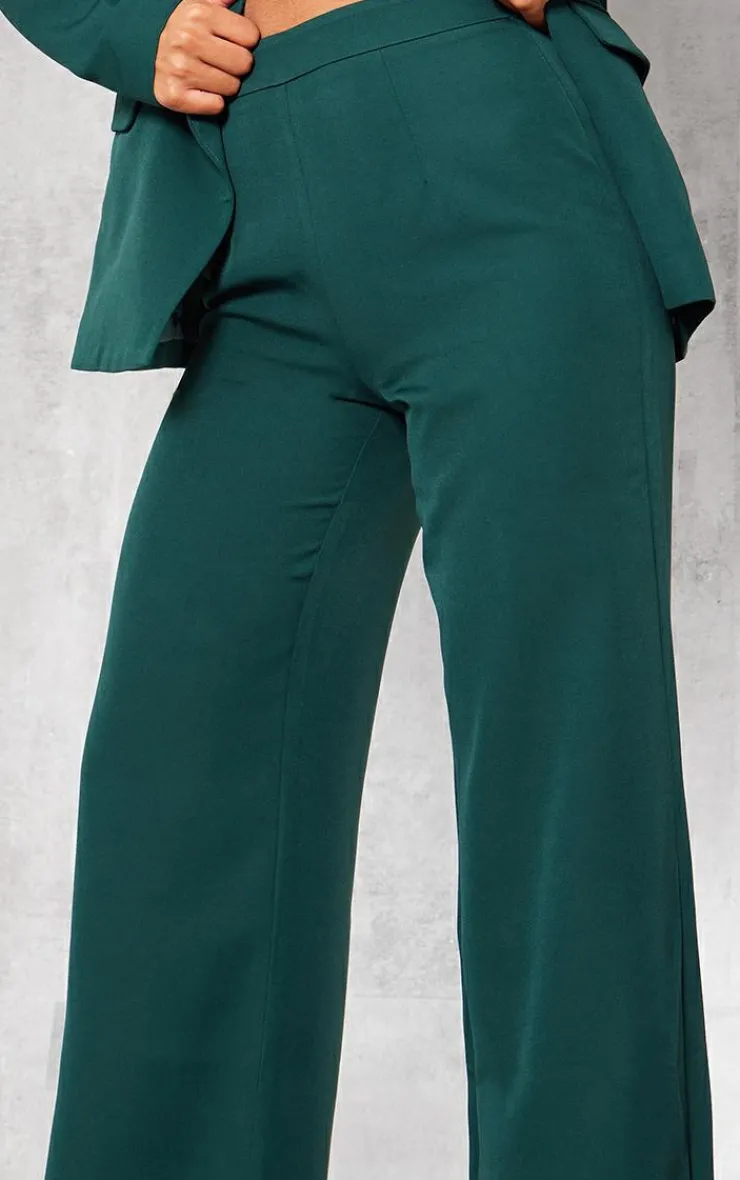 Outlet PrettyLittleThing Woven High Waisted Tailored Wide Leg Pants Forest Green