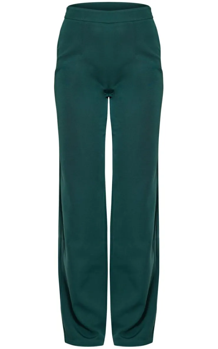 Outlet PrettyLittleThing Woven High Waisted Tailored Wide Leg Pants Forest Green
