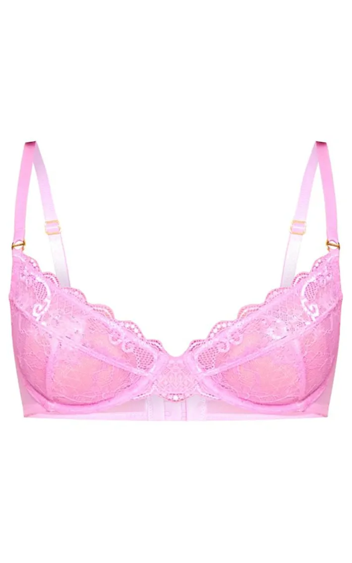 Fuchsia Floral Lace Underwired Cup Size Bra