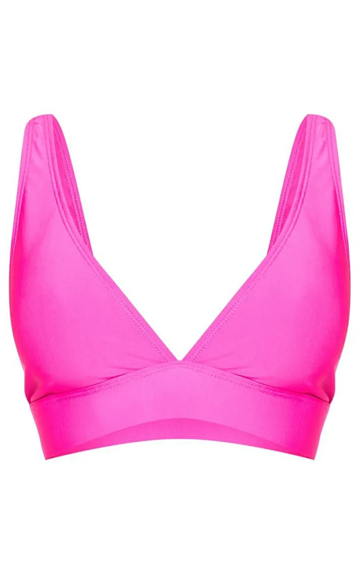 Fuchsia Mix & Match Plunge Bikini Top