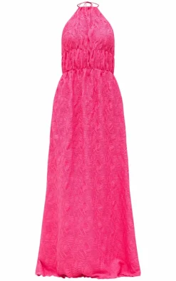 Textured Tiered Halterneck Maxi Dress-PrettyLittleThing Best