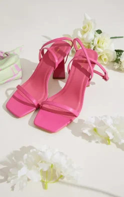PrettyLittleThing Wide Fit Sandals*Wide Fit Pu Square Toe Barely There Square High Block Heeled Sandals