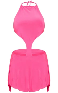 Slinky High Neck Cut Out Shift Dress-PrettyLittleThing Clearance