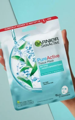 PrettyLittleThing Face Masks*Garnier Pure Active Tea Tree and Salicylic Acid Sheet Mask 23g