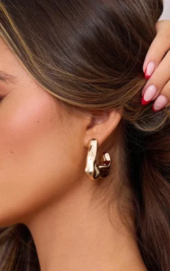 PrettyLittleThing Hoop Earrings*Abstract Chunky Crinkle Hoop Earrings