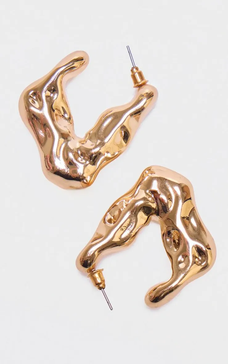 PrettyLittleThing Hoop Earrings*Abstract Chunky Crinkle Hoop Earrings