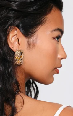 PrettyLittleThing Statement Earrings*Abstract Diamante Stud Earrings