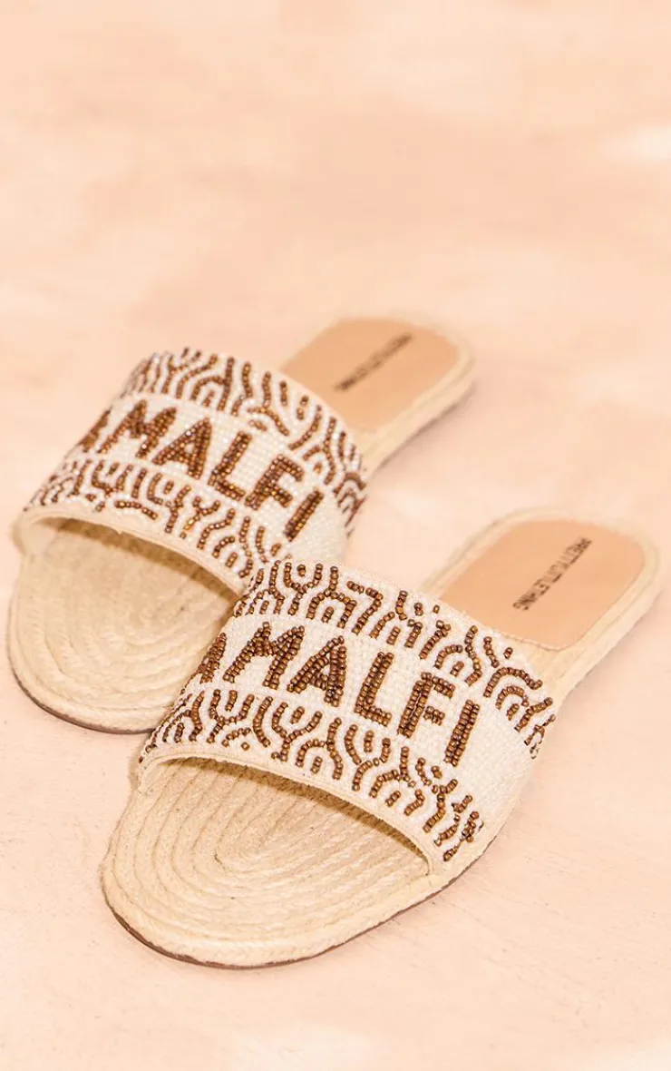PrettyLittleThing Flat Sandals*Beaded Round Toe "Amalfi" Sequin Sandals