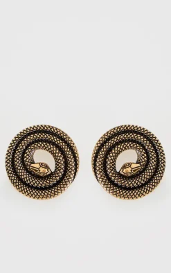 PrettyLittleThing Statement Earrings*Burnished Spiral Snake Statement Earrings