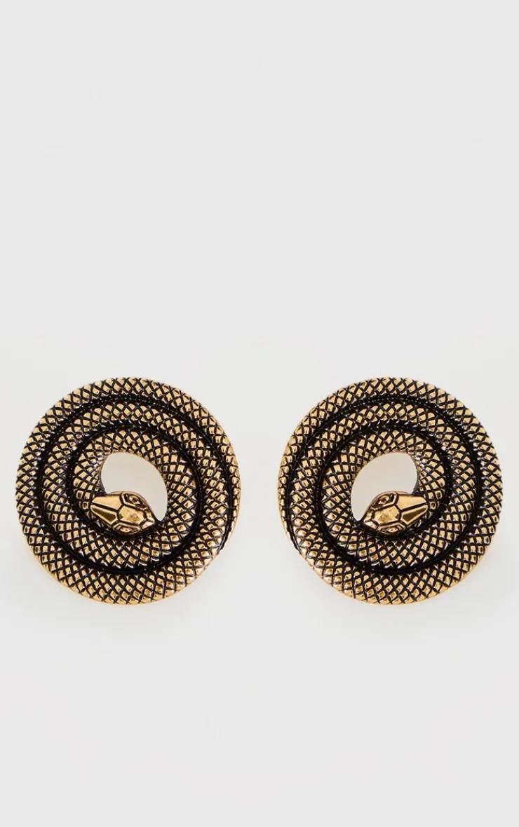 PrettyLittleThing Statement Earrings*Burnished Spiral Snake Statement Earrings