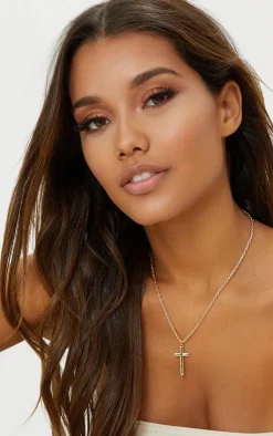 PrettyLittleThing Necklaces*Chunky Chain Cross Pendant Necklace