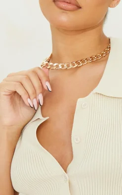 PrettyLittleThing Necklaces*Chunky Short Flat Link Chain Necklace