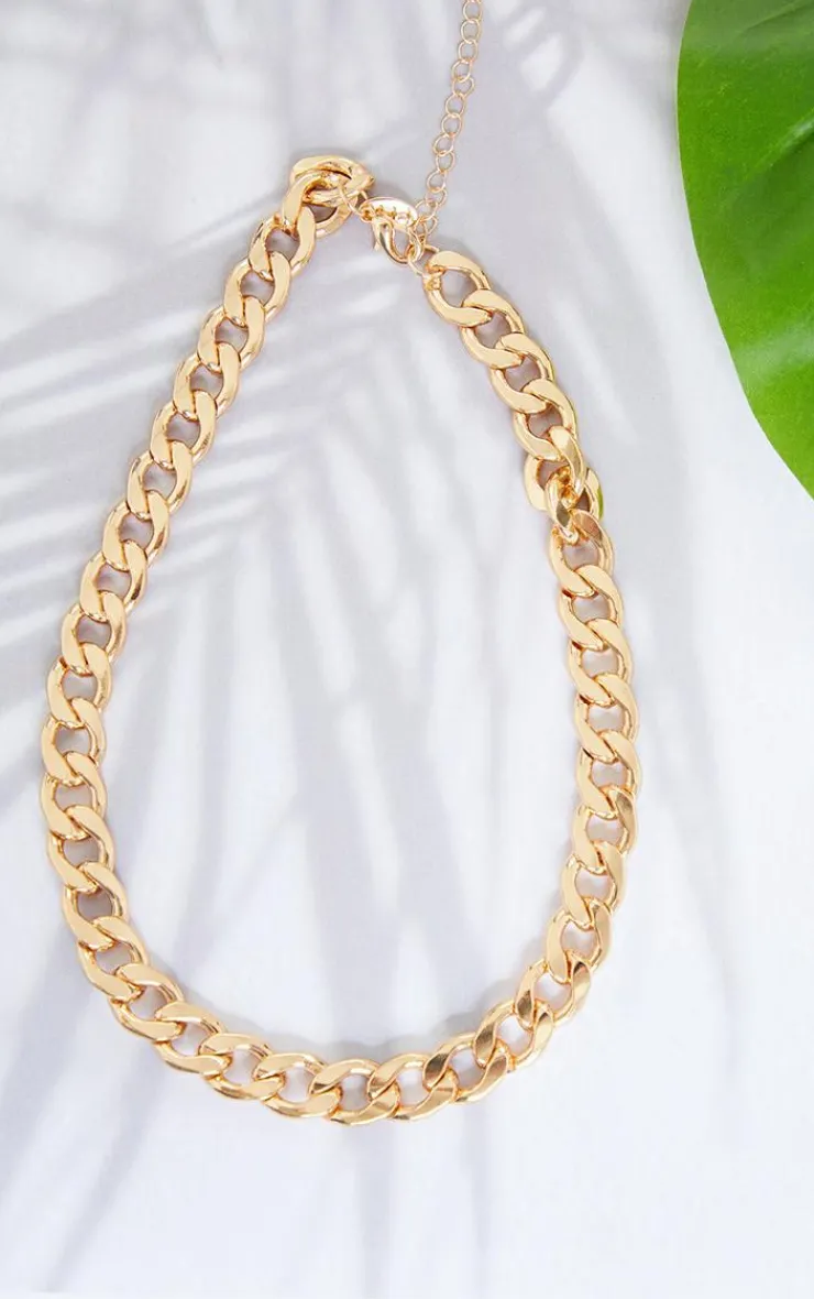 PrettyLittleThing Necklaces*Chunky Short Flat Link Chain Necklace