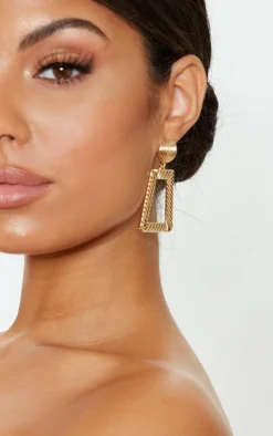 PrettyLittleThing Statement Earrings*Circle Stud Small Line Effect Door Knocker Earring