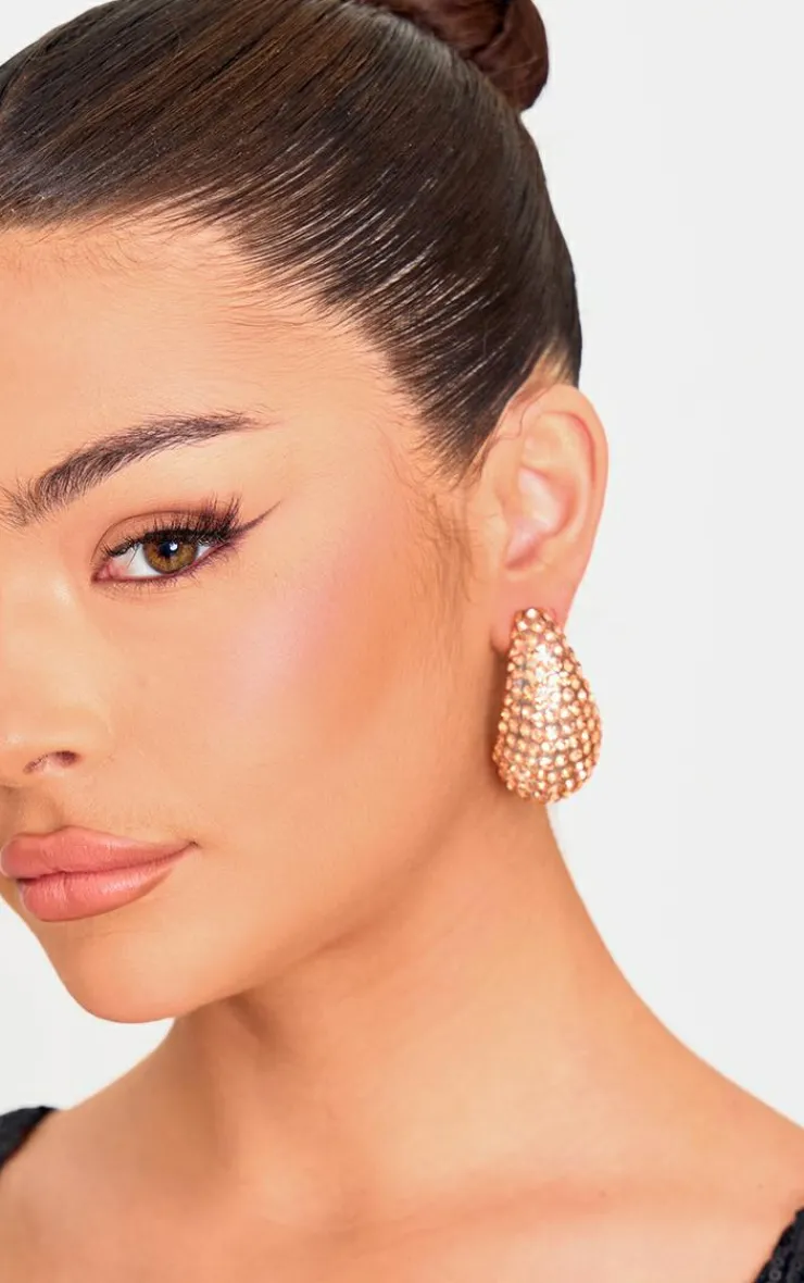 PrettyLittleThing Statement Earrings*Clear Diamante Teardrop Stud Earrings