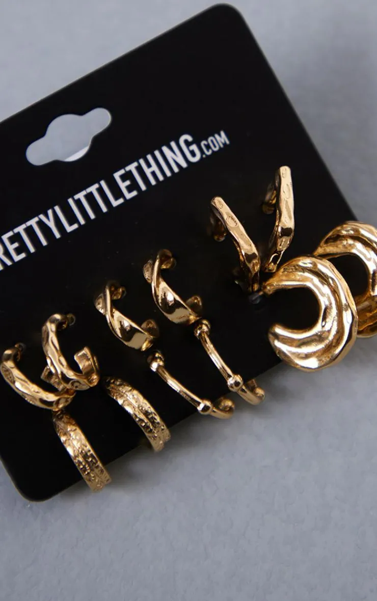PrettyLittleThing Hoop Earrings*Crinkle Hoop Multipack Earrings