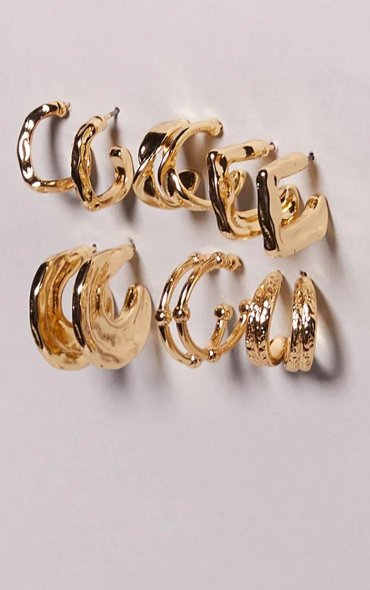 PrettyLittleThing Hoop Earrings*Crinkle Hoop Multipack Earrings