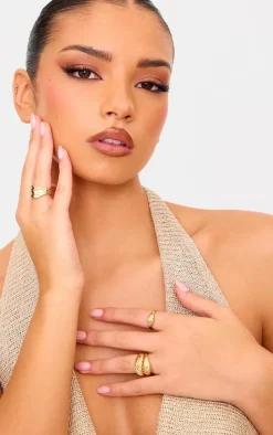 PrettyLittleThing Rings*Croissant Detail 5 Pack Ring Set