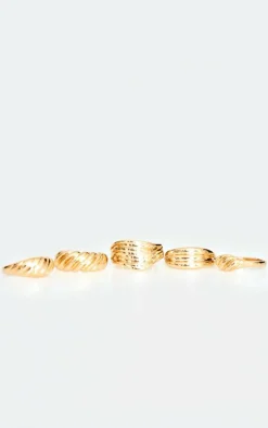 PrettyLittleThing Rings*Croissant Detail 5 Pack Ring Set