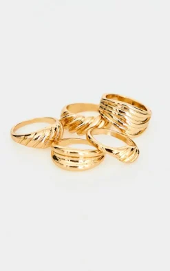 PrettyLittleThing Rings*Croissant Detail 5 Pack Ring Set