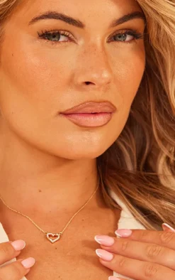 PrettyLittleThing Necklaces*Dainty Diamante Heart Necklace
