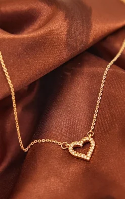 PrettyLittleThing Necklaces*Dainty Diamante Heart Necklace