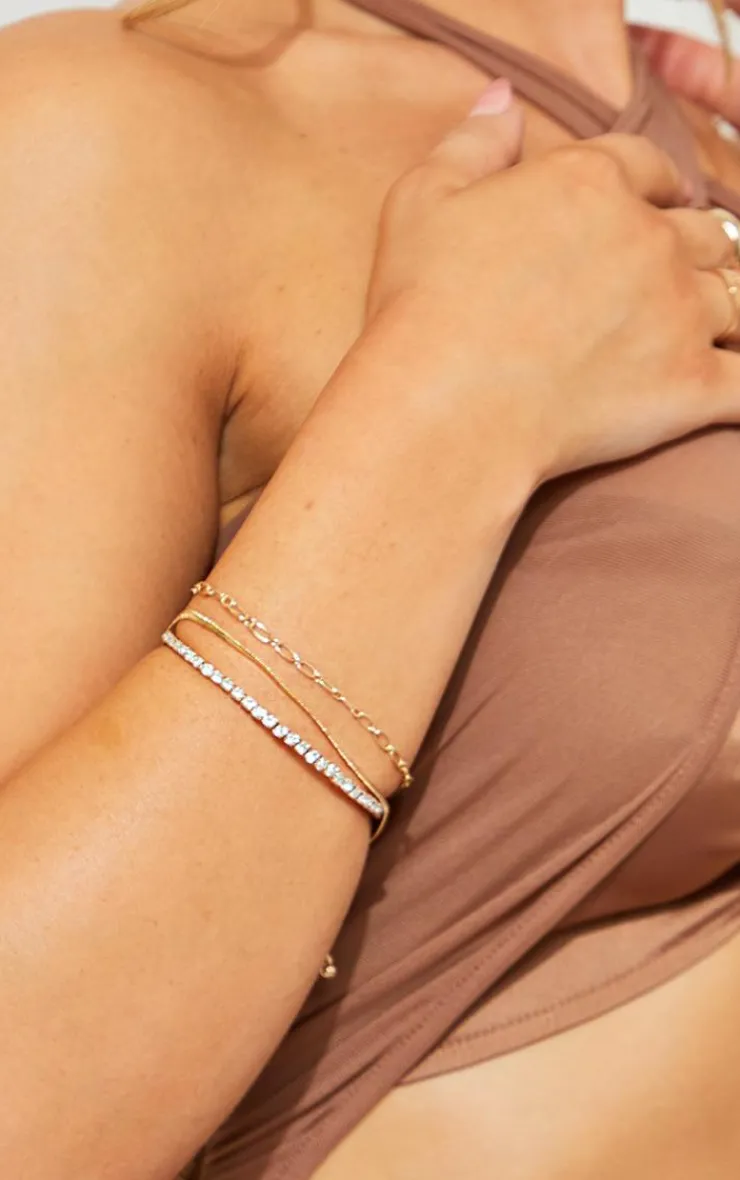 PrettyLittleThing Bracelets*Diamante Bangle & Chain MultiPack Bracelet