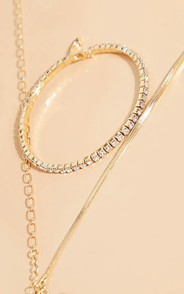 PrettyLittleThing Bracelets*Diamante Bangle & Chain MultiPack Bracelet